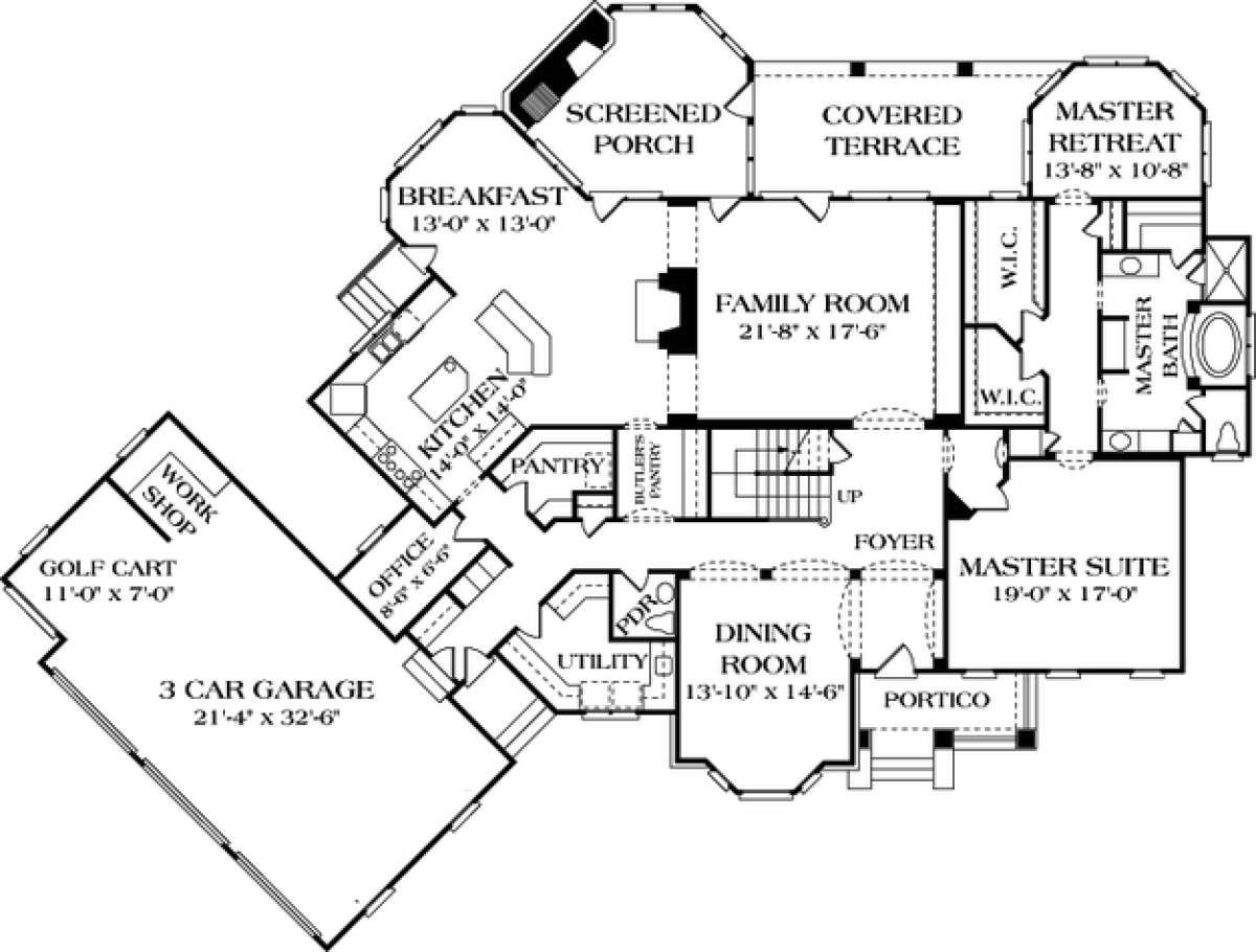 Floorplan 1 for House Plan #3323-00421