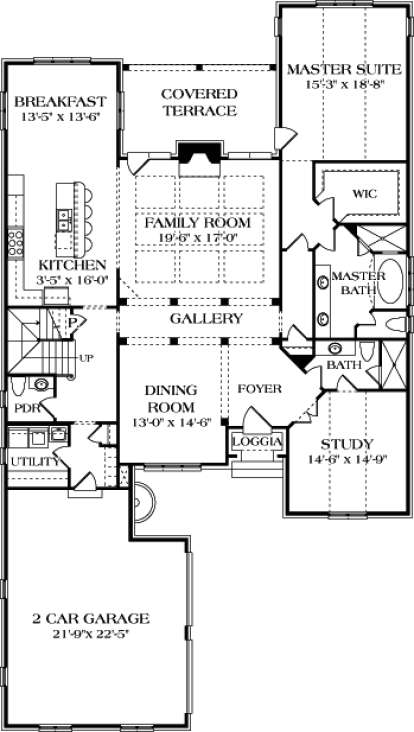 Floorplan 1 for House Plan #3323-00423