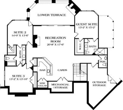 Floorplan 1 for House Plan #3323-00425