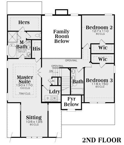 Second Floor for House Plan #009-00111