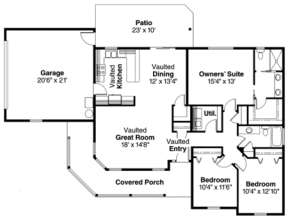 Floorplan 1 for House Plan #035-00365