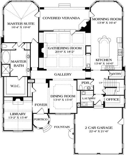 Floorplan 1 for House Plan #3323-00440