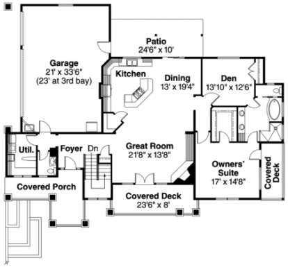 Floorplan 1 for House Plan #035-00366