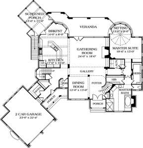 Floorplan 1 for House Plan #3323-00442