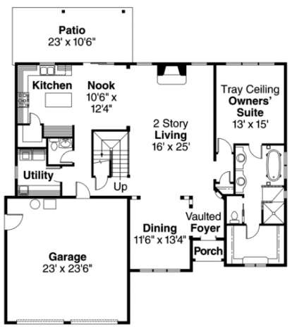 Floorplan 1 for House Plan #035-00367