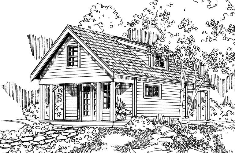 Narrow Lot House Plan #035-00483 Elevation Photo