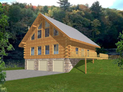 Log House Plan #039-00052 Elevation Photo