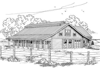 Barn House Plan #035-00548 Elevation Photo
