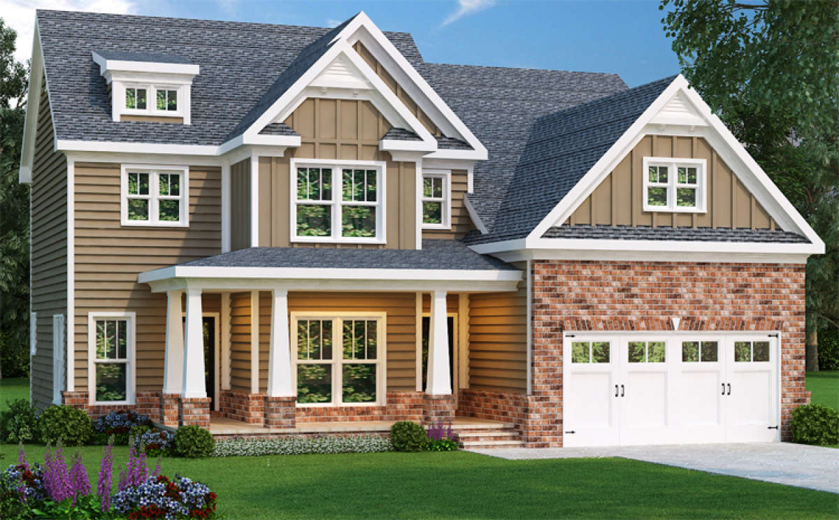 Step inside this Country Craftsman House Plan featuring a 2-Story Great  Room and an Upstairs Game Room you'll love!, image size:1200x744
