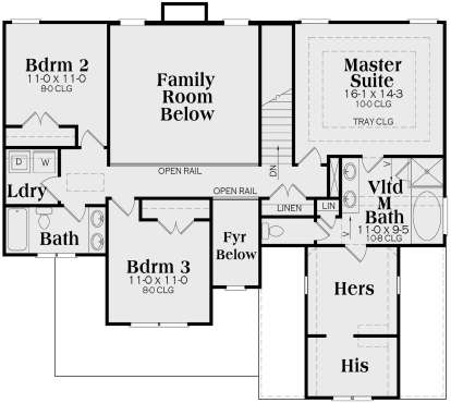 Second Floor for House Plan #009-00112