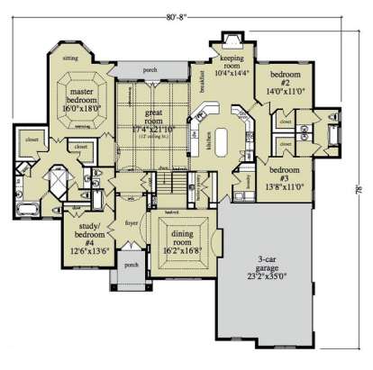 Floorplan1 for House Plan #5458-00023