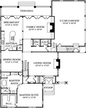 Floorplan 1 for House Plan #3323-00451