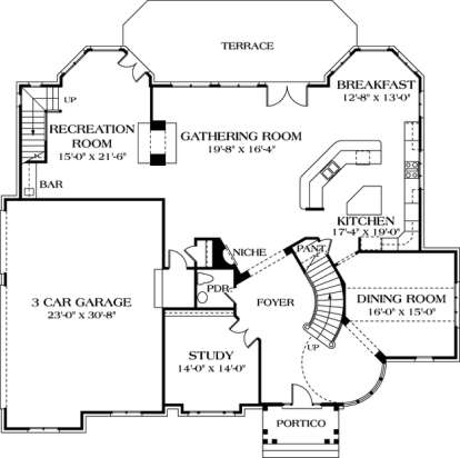 Floorplan 1 for House Plan #3323-00457
