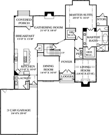 Floorplan 1 for House Plan #3323-00460