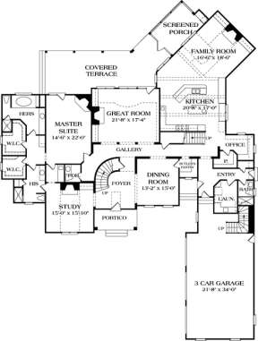 Floorplan 1 for House Plan #3323-00473