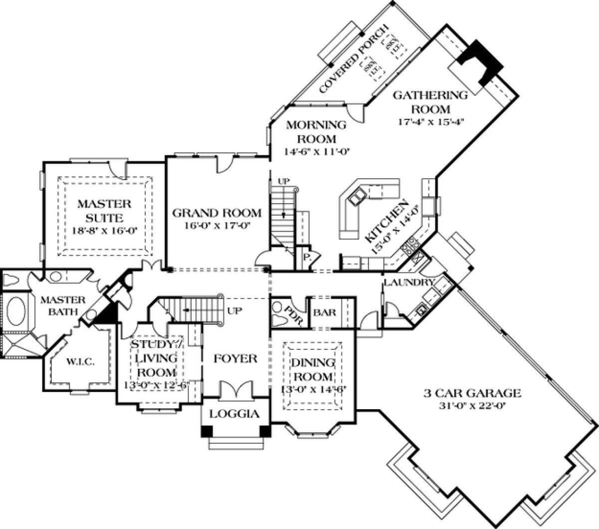 Floorplan 1 for House Plan #3323-00484