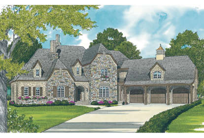 European House Plan #3323-00487 Elevation Photo