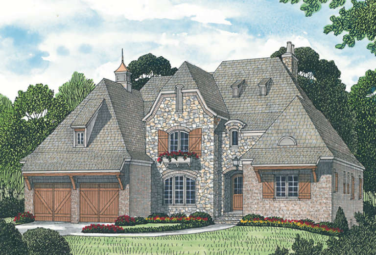 European House Plan #3323-00489 Elevation Photo