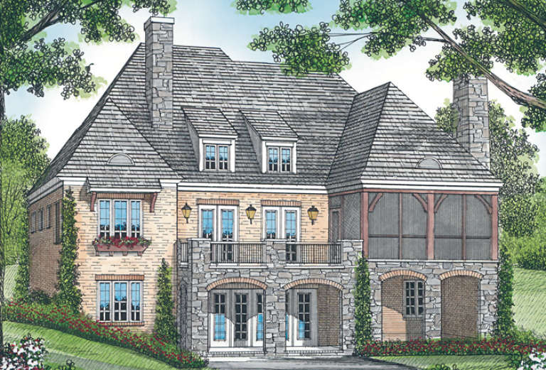 European House Plan #3323-00489 Elevation Photo
