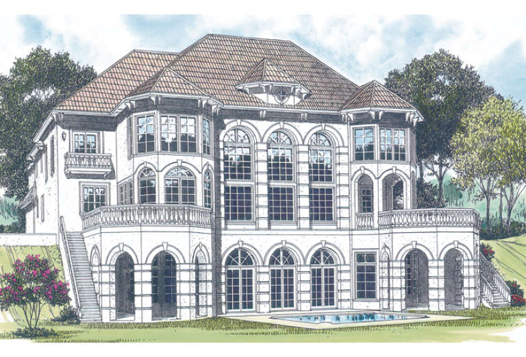 Luxury House Plan #3323-00515 Elevation Photo