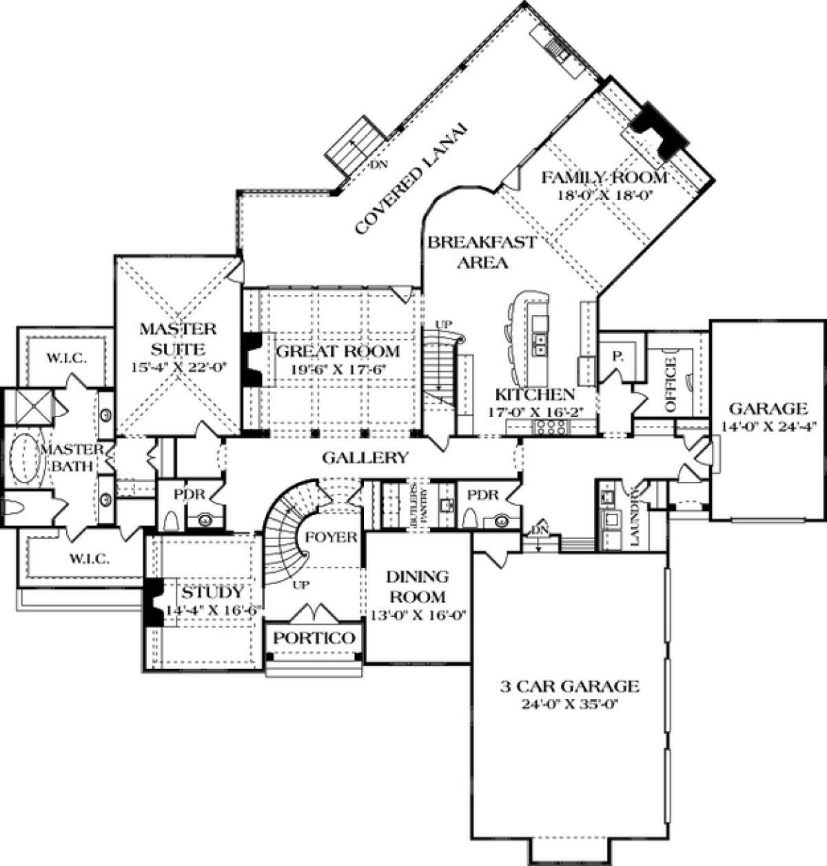 Floorplan 1 for House Plan #3323-00516