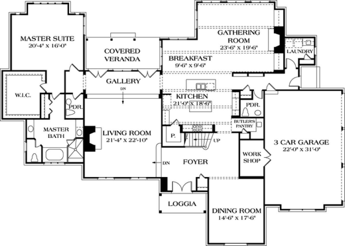 Floorplan 1 for House Plan #3323-00519