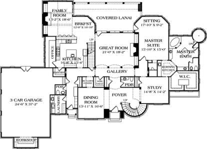 Floorplan 1 for House Plan #3323-00536
