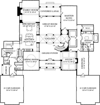 Floorplan 1 for House Plan #3323-00555