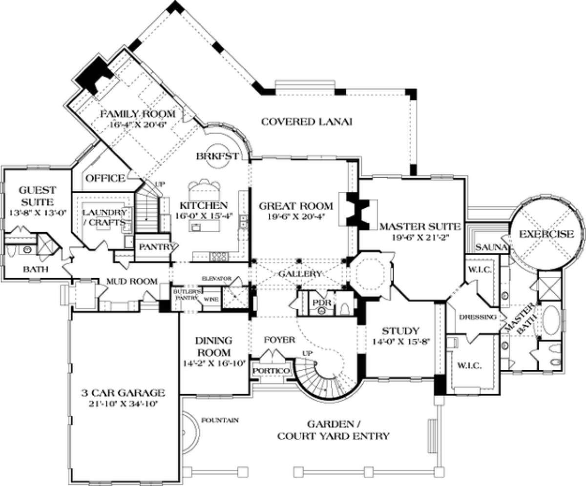 French Country Plan: 8,933 Square Feet, 7 Bedrooms, 7.5 Bathrooms -  3323-00561