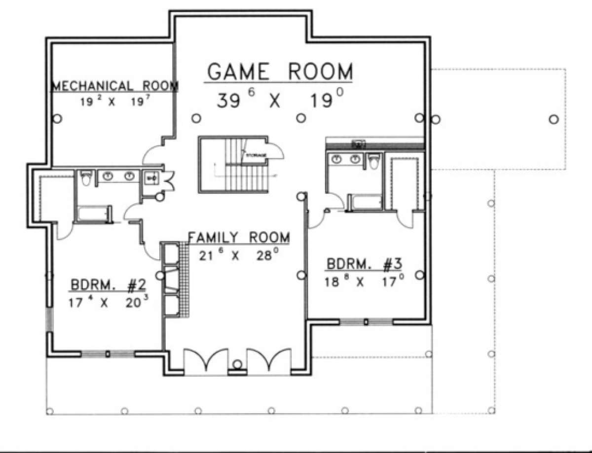 Basement Floor for House Plan #039-00066