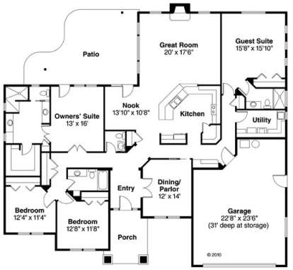 Floorplan 1 for House Plan #035-00556