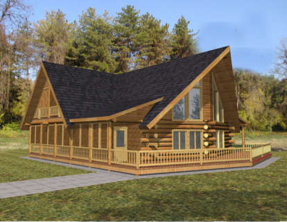 Log House Plan #039-00069 Elevation Photo