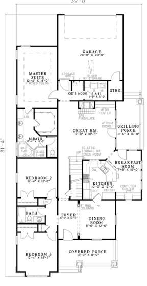 Floorplan 1 for House Plan #110-00860