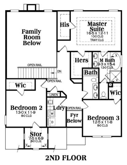 Second Floor for House Plan #009-00114