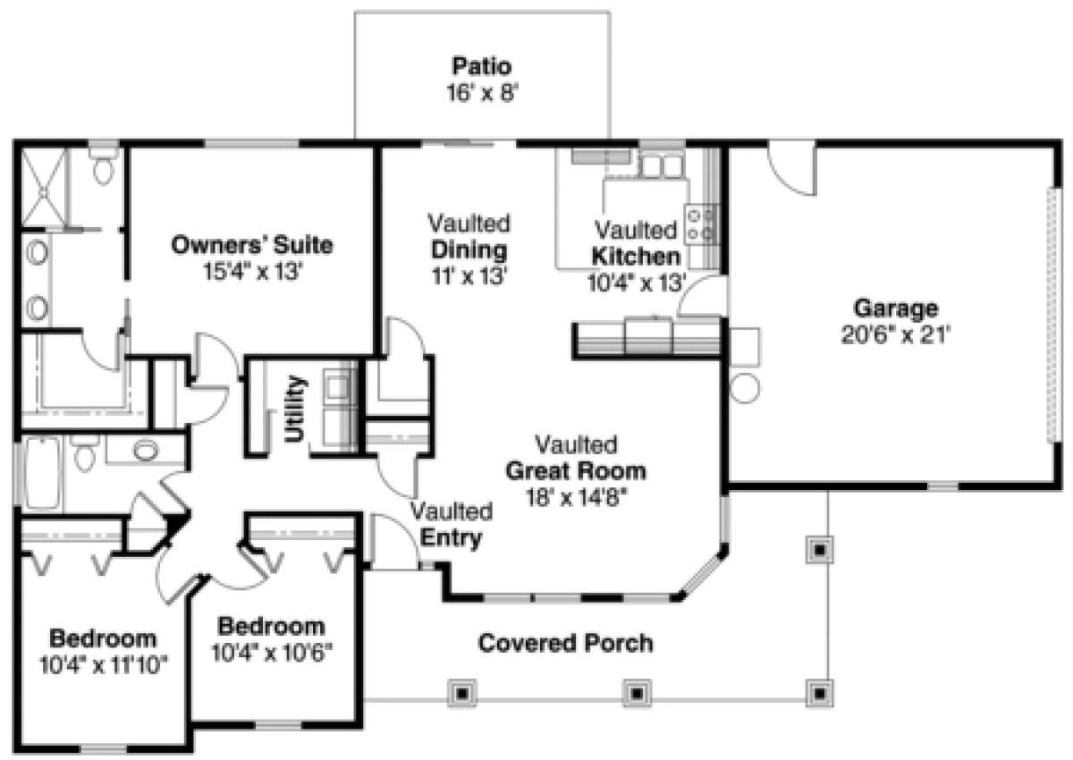 Ranch Plan 1,484 Square Feet, 3 Bedrooms, 2 Bathrooms