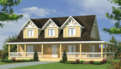 Log House Plan #039-00076 Elevation Photo