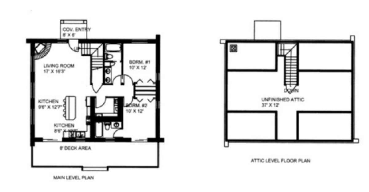 Main/Attic Floor for House Plan #039-00080