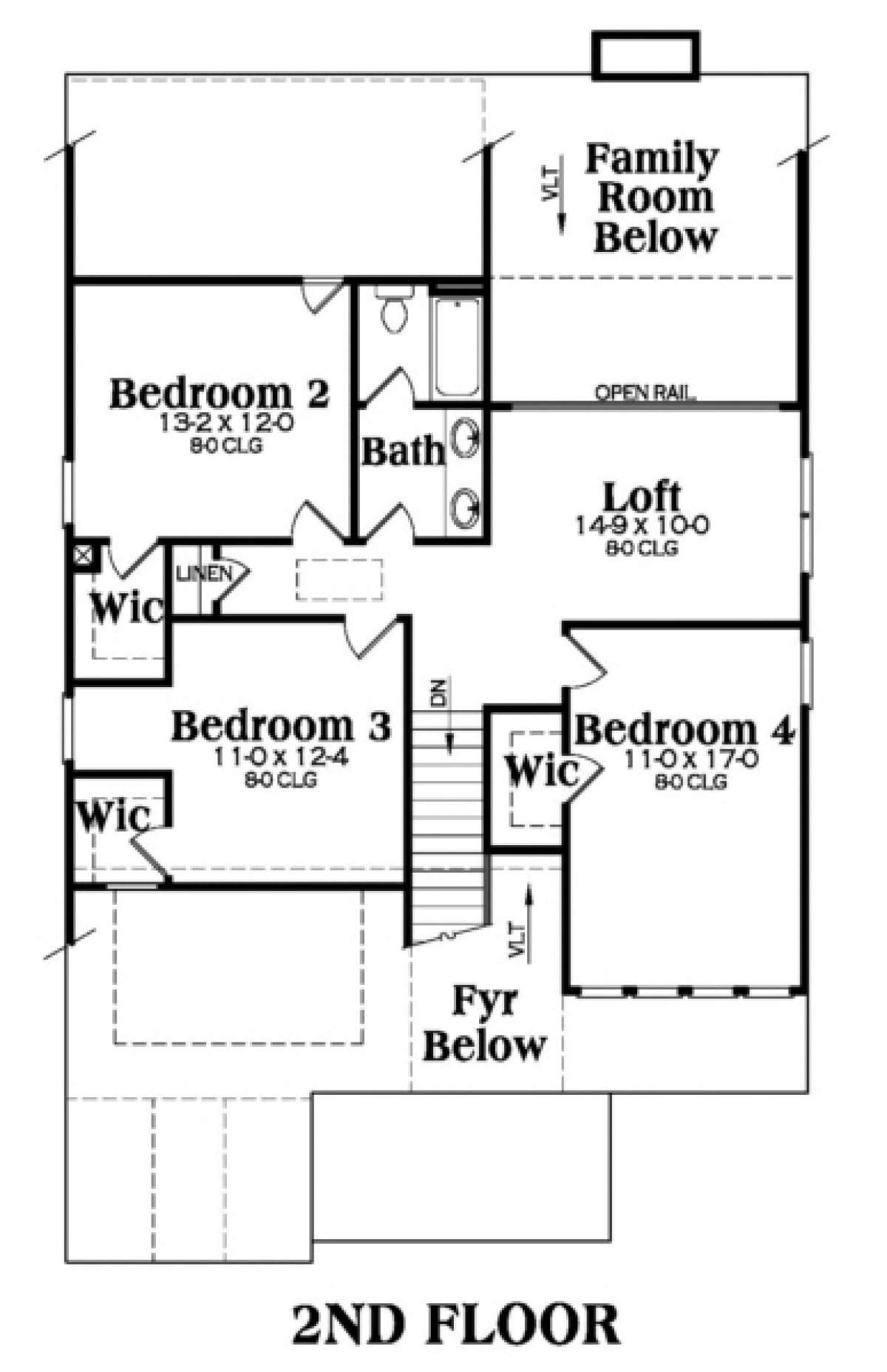 Second Floor for House Plan #009-00116