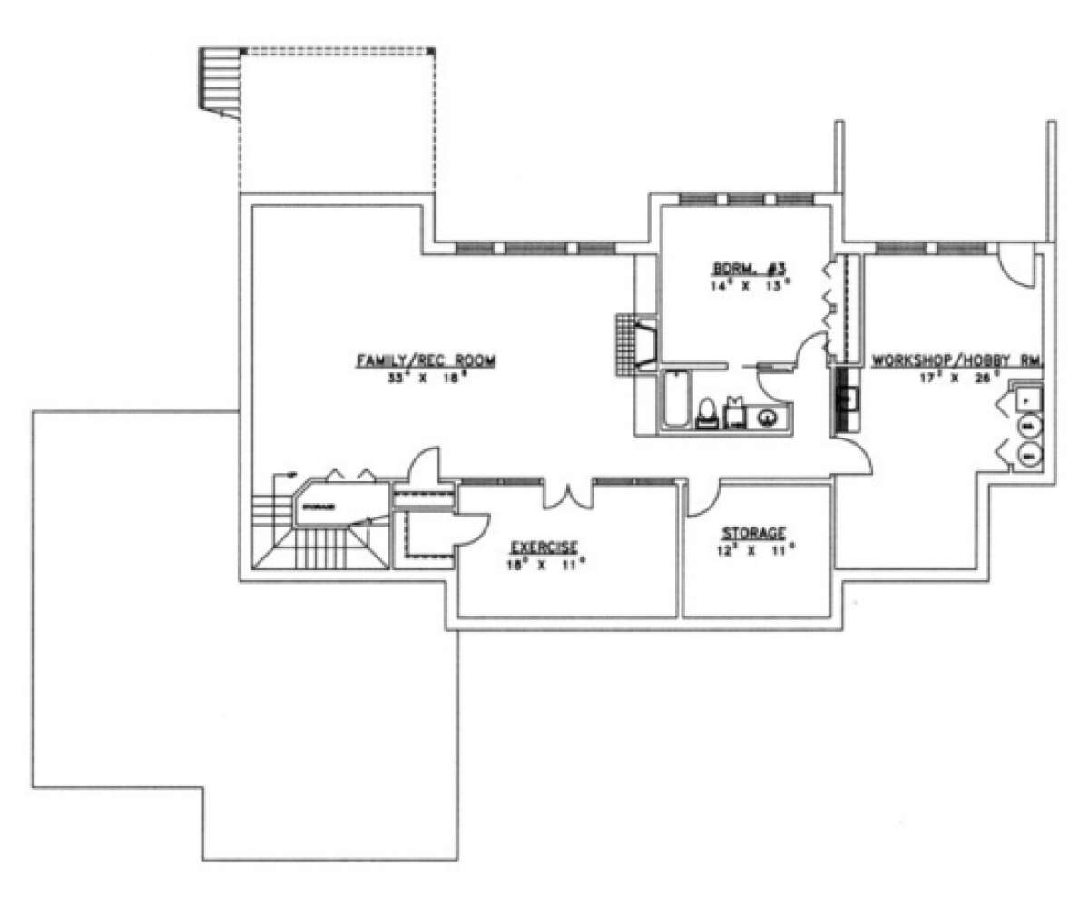Basement Floor for House Plan #039-00091