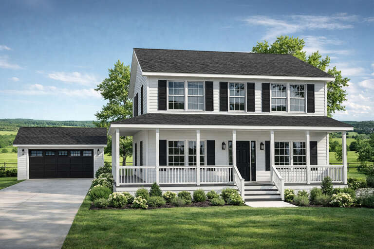 House Plan House Plan #13440 Angled Front Elevation 