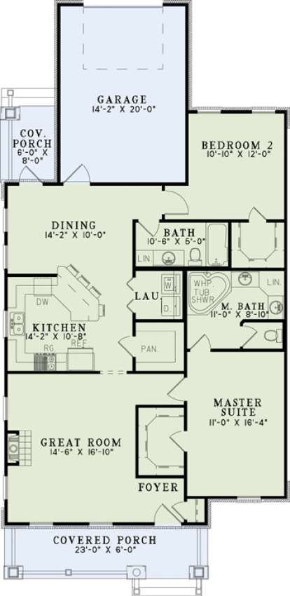 Floorplan 1 for House Plan #110-00885