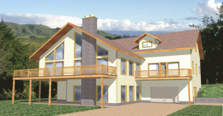 Lake Front House Plan #039-00095 Elevation Photo