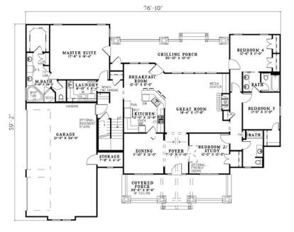 Floorplan 1 for House Plan #110-00897