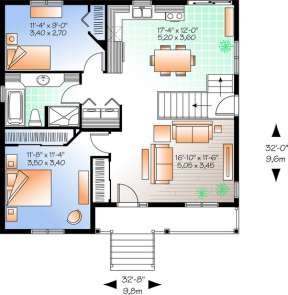 Floorplan 1 for House Plan #034-00962