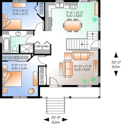 Floorplan 1 for House Plan #034-00962