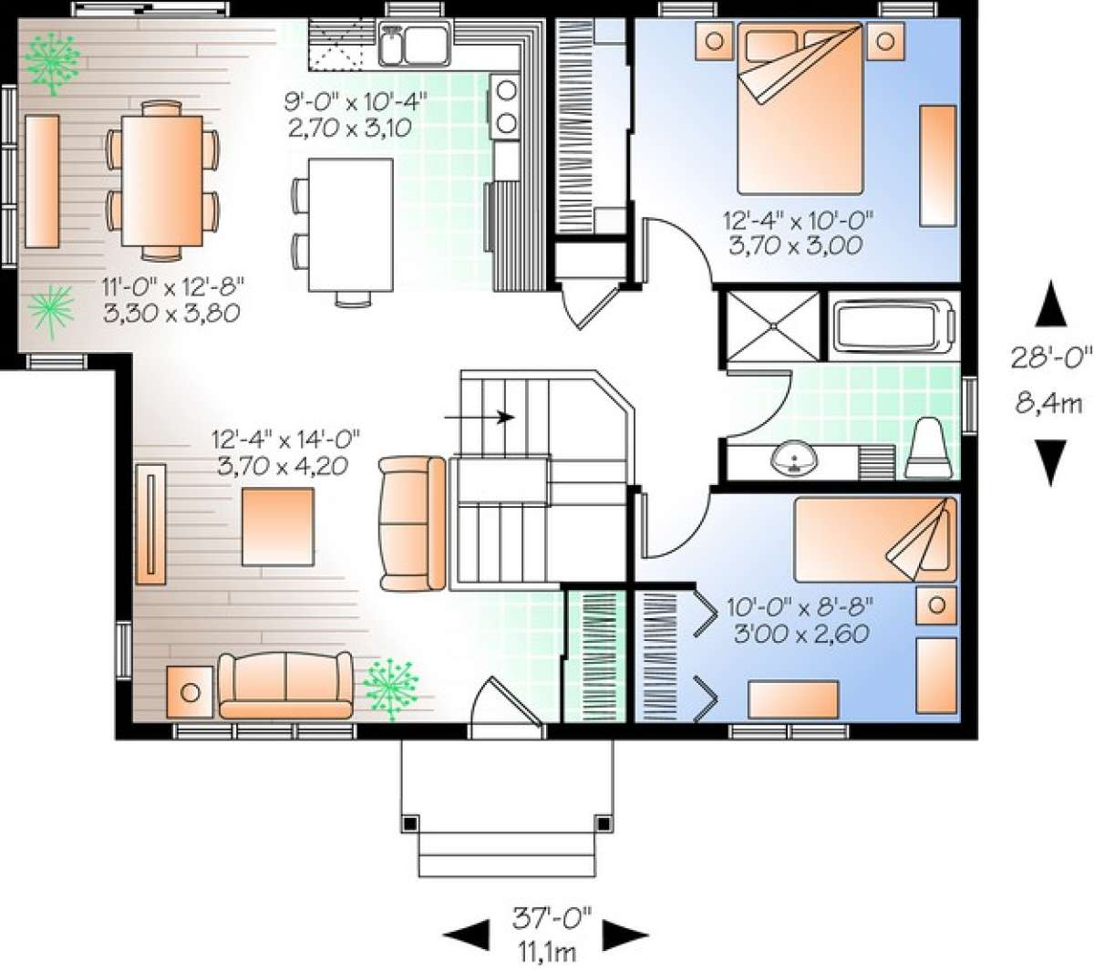 Country Plan 975 Square Feet 2 Bedrooms 1 Bathroom 034 Country Plan 975 Square Feet 2 Bedrooms 1 Bathroom 034