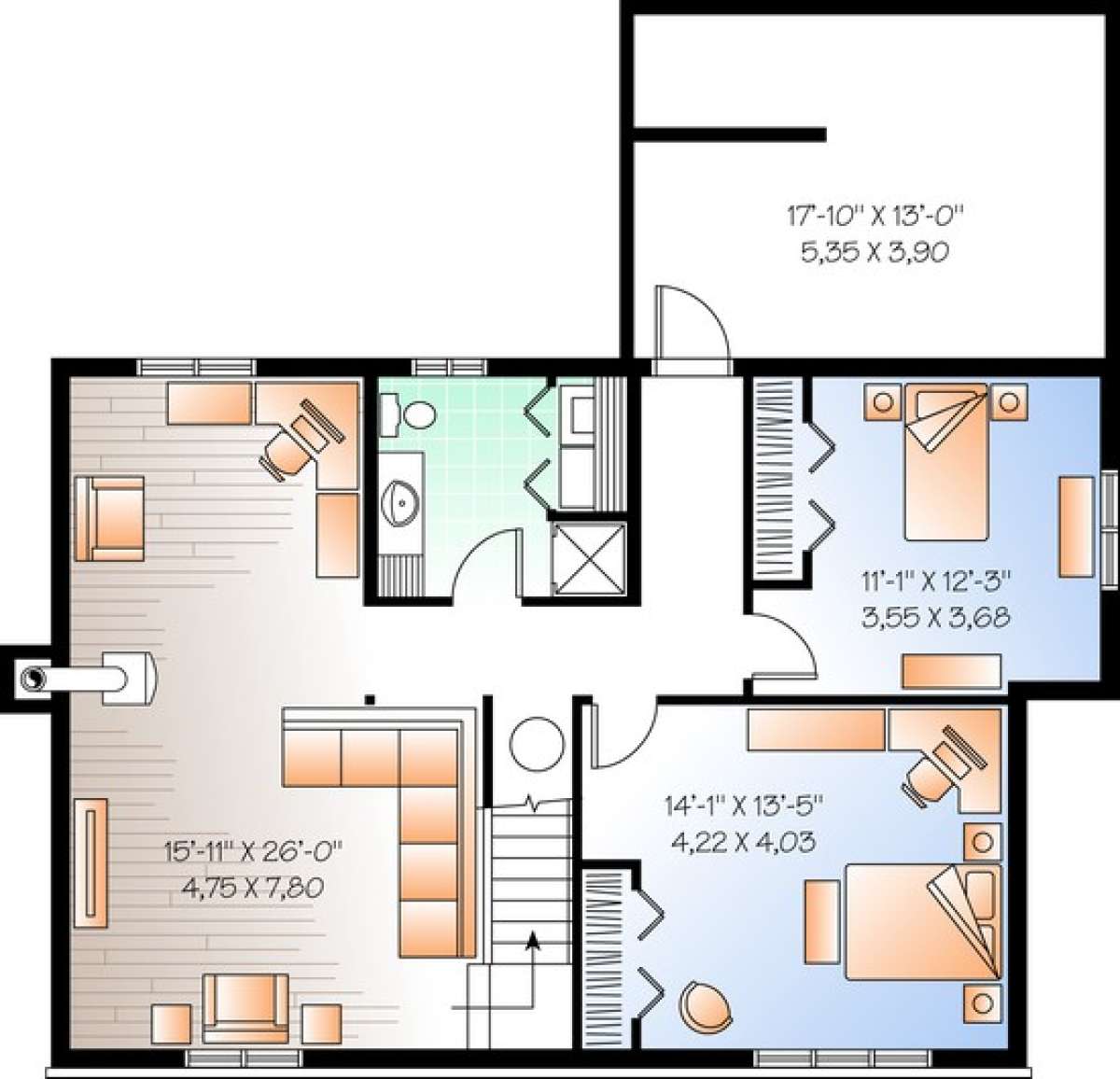 Floorplan 1 for House Plan #034-00964
