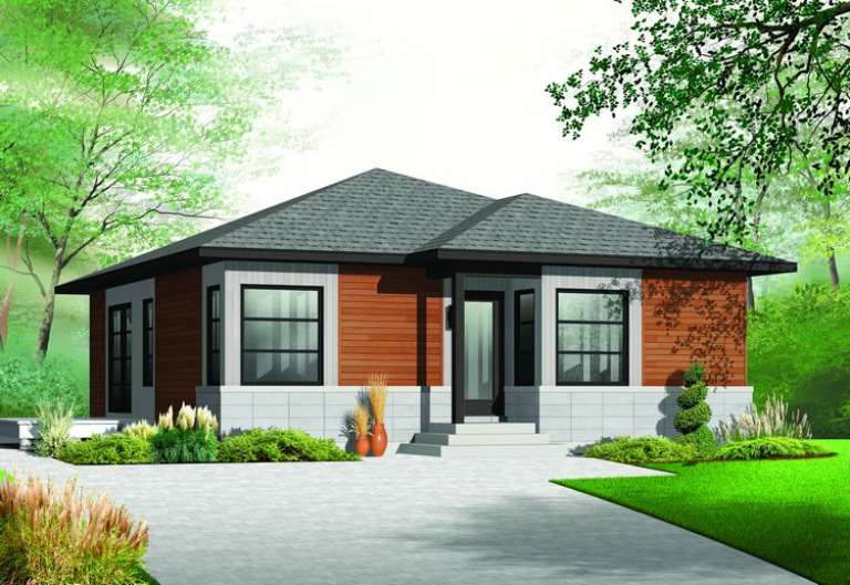Narrow Lot House Plan #034-00968 Elevation Photo