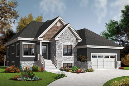 2 Bed, 1 Bath, 1387 Square Foot House Plan - #034-00970