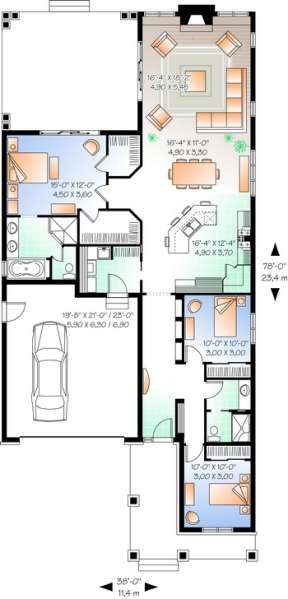 Floorplan 1 for House Plan #034-00975